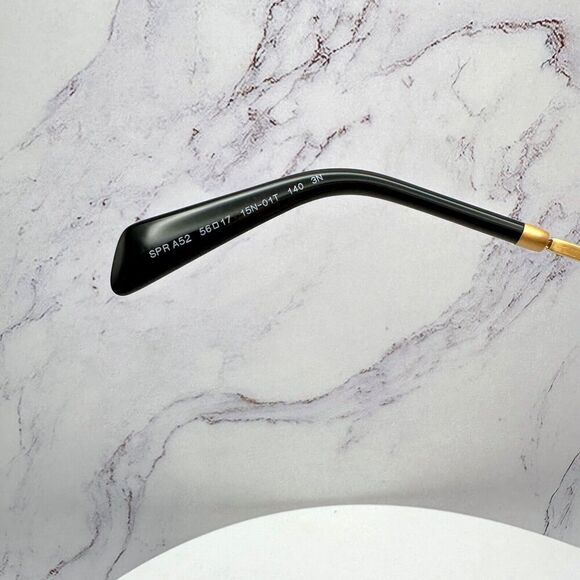 PRADA Sunglasses Gold Metal Square Triangle Black Logo Made in Italy Authentic - Picture 7 of 16